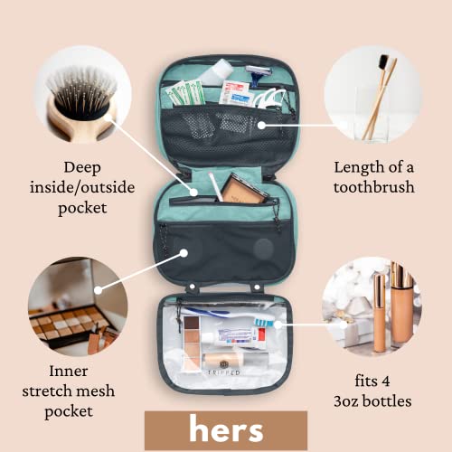 Toiletry Bag Kit Set: Hanging Travel Toiletry Bag + 311 Tsa Cosmetic Liquid Bag + Ultralight Accessory Organizer Pouch (Dusty Teal) #TOP2