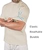 Fioboc Mens T-Shirts - Crew Neck Short Sleeve T-Shirts for Men Performance Cotton Blend Summer Casual Stylish Tee, Classic_fit-beige, S #5