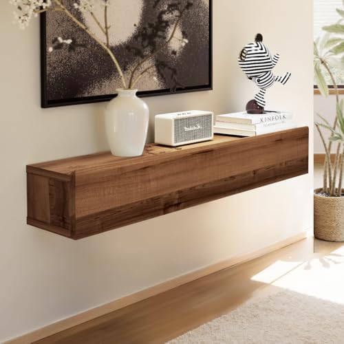 Floating Solid Wood Console Table, 32'' Wall Mounted Narrow Entry...