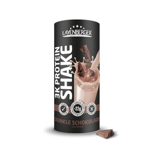 Layenberger 3K Protein Shake - 74% Eiweiß und nur 4,3% Kohlenhydrate bei 9 g Zucker, (1x 360 g) - Dunkle Schokolade