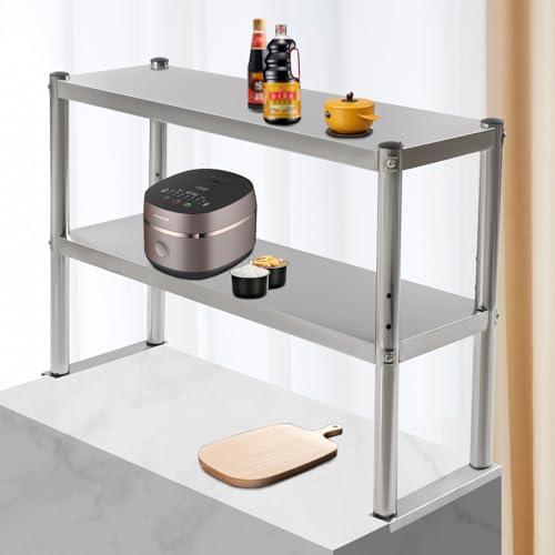 LIECARYAM Commercial Stainless Steel Overshel,36X12Inch Commercial Chef Bases Wide Double Overshelf for Prep Table Restaurant Prep Work Tables Kitchen Workshop