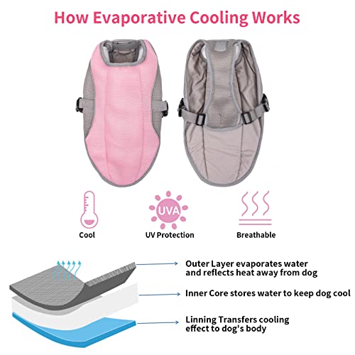 Joypaws Ice Cool Dog Cooling Vest, Evaporative Cooling For Summer And Hot Weather, Adjustable Outdoor Dog Jacket, Safety Reflective Vest Cooler, Sun-Proof Pet Coat Vest Pink S #TOP1