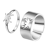 Matching Rings for Couples and Best Friend, 2pcs Adjustable Cute Aesthetic Trendy Spider Promise Fri