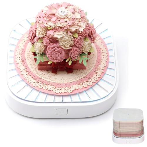 Calendrier 3D 2026 LED avec bloc-notes détachable motif rose