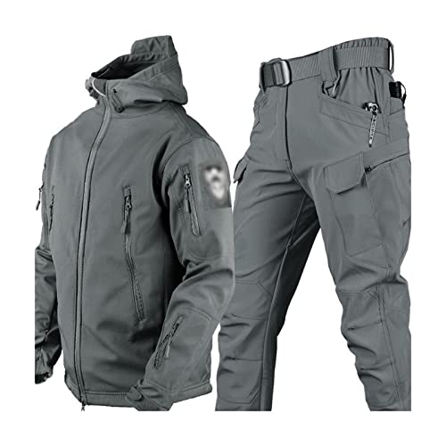 Skianzüge für Herren, Herren Ski Anzug Winter Wasserdicht Winddicht Kapuze Schneemantel und Hose, Outdoor Sport Schneeanzüge, zum Skifahren und andere Winter Outdoor Ski Aktivitäten ( Color : Gris , S
