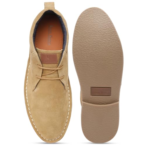 Image of LOUIS STITCH Chukka Boots - Suede Leather High Ankle Casual & Trekking Boots | Cream, Size-UK012