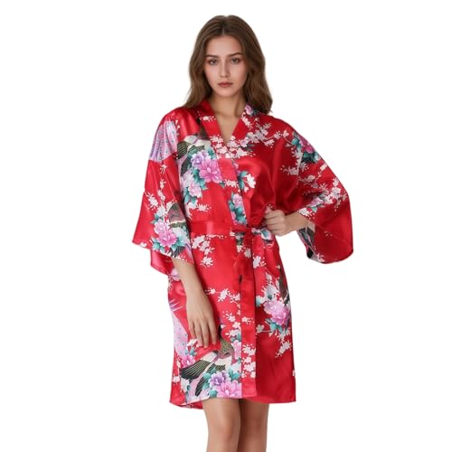 KRUIHAN Japanische Frauen Kimono Strickjacke Nachthemd Yukat