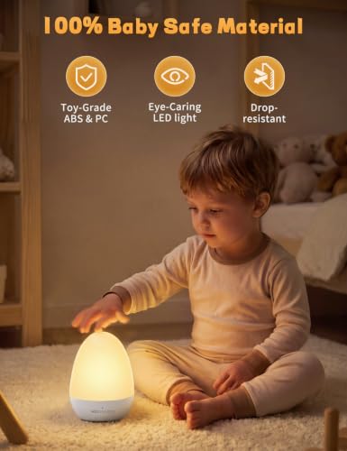 4.7" MediAcous Egg Touch Control Rechargeable LED Night Light for Kids & Nursery - image 2