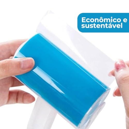 Rolo Removedor de Pelos Lavável e Reutilizável – Adesivo Silicone, Ideal para Roupas, Sofás, Tapetes