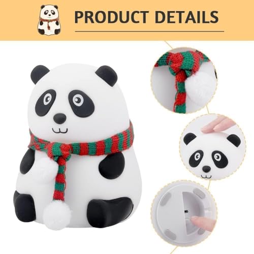 Lámpara de noche panda de silicona recargable con LED multicolor miniatura 2