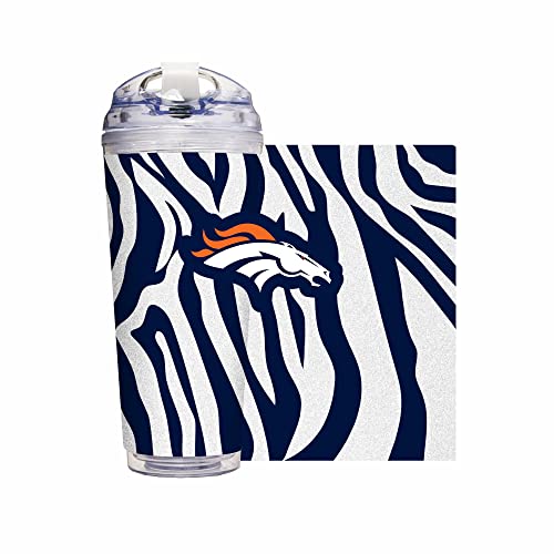 Image of Rico Industries NFL Football Glitter 24oz Acrylic Glitter Tumbler with Hinged Lid, Officially Licensed Double Wall Tumbler with Straw