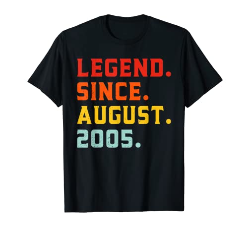 Legend Since August 2005 17 Years Old Vintage 17th Birthday Camiseta
