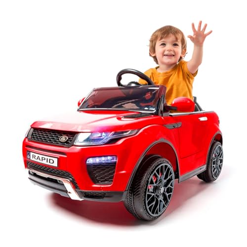 Range Rapid 12v con Mando - Rojo- Coche eléctrico para niños con batería de 12 voltios y Mando para Padres