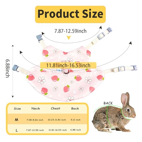 Image of 2 Sets Rabbit Harness and Leash, Cute Adjustable Bunny Clothes Harness Escape Proof Pet Supply (Pink, L)