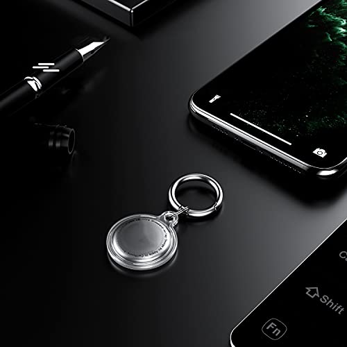 Capa compatível com Apple AirTags, anel de localizador de chaveiro transparente capa protetora de TP