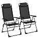 LIFERUN 2er Set Gartenstühle, Klappstühle, Campingstühle mit Kopfstütze, mit 5 verstellbaren Rückenlehnen, Balkonstühle Hochlehne, Outdoor-Stühle für Garten, Terrasse, Camping, Schwarz, 2 PCS