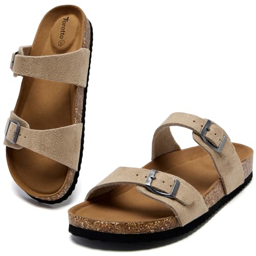 Torotto Damen Pantoletten Hausschuhe Sandalen Latschen Schlappen Bequeme Arbeitsschuhe Metallschnalle(Aprikosenfarbe,39 ...