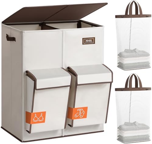 SOLEDI 180L 4-Section Laundry Hamper with Lid,Dirty Clothes Hampe...