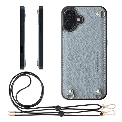 HANATORA for iPhone 16Plus �P�[�X MagSafe �Ή� �{�v �ϏՌ� �o���p�[�^ �X�}�z�P�[�X �X�}�z �V�����_�[�X�g���b�v �t�� �V�������N���U�[ �M�t�g �}�O�Z�[�t�Ή� �u���[�O���[ D3GZ-16Plus-BlueGray