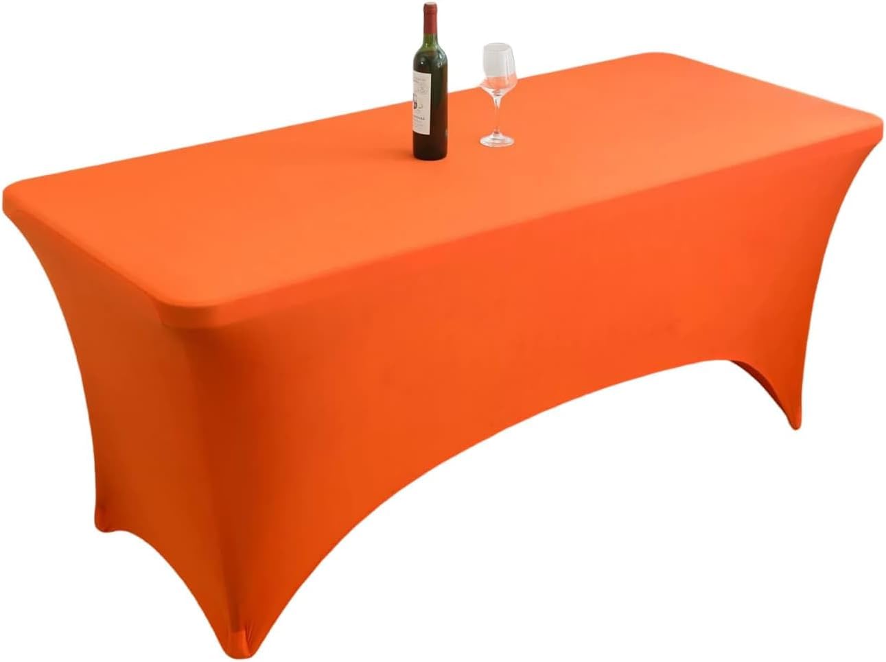 KIJyfgTR Fitted Rectangular Stretch Tablecloth, Ideal For Parties, Events And Banquets(Orange,8FT 244x76cm)