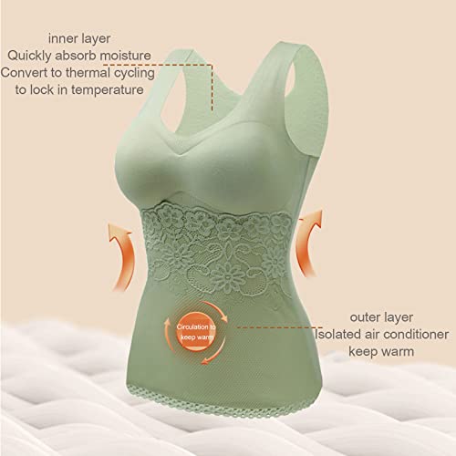 Colete térmico feminino com suspensórios internos grossos para manter o calor,green-XL