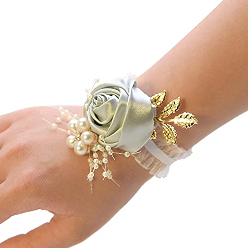 GEQIAN Bouquet de fleurs artificielles pour demoiselle d'honneur, corsage de mariée, fleurs artificielles en dentelle, décoration de demoiselle d'honneur