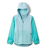 Columbia Youth Girls Rainy Trails III Fleece Lined Jacket, Spray/Marine Light/Dolphin, Small