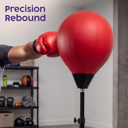 Punching Bag with Stand for Adults and Teens, Adjustable Boxing Bag with Permium Gloves, Freestanding Reflex Bag Training Equipment for Home Workout Fitness and Stress Relief by Hurtle - Used condition - Image 3