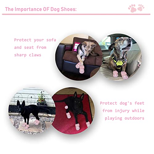 Image of XSY&G Dog Boots - Waterproof Shoes with Reflective Strips and Anti-Slip Sole, Perfect for Small, Medium & Large Dogs - 4pcs Pink - Size 1 | Dog Boots & Paw Protectors Waterproof &Anti-Slip with Reflective for Hardfloors,Walking,Rugged Skid-Resistant Sole Pink Size1