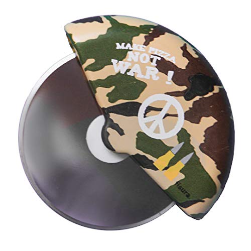 FISURA - Cortador de pizza original. Cortapizza con rueda divertido. Cuchillo para pizza de acero inoxidable y ABS. Medidas: 7,5 x 5,5 centímetros. (Militar, verde) Cover