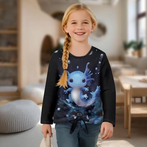 Belidome Girls Fall Long Sleeve Shirt Front Knot Tops 5-12 Years Old, Kids Cute Crewneck Tshirt 2025 Outdoor Outfits4