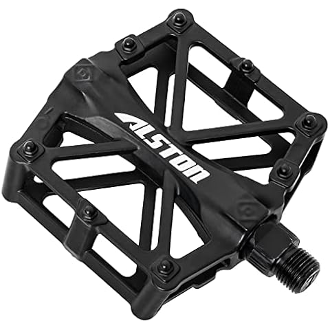 Alston MTB Bike Pedals CNC Machined Platform Pedal 3 Sealed Bearings Bicycle Pedal for Adult and Youth with Non-Slip Anti-Skids 9/16" Cover