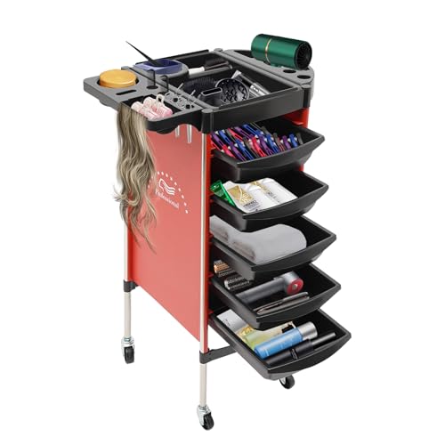 panfudongk Chariot de coiffeur avec roulettes - Chariot de salon de coiffure - Chariot de service à 6 étages - Organisateur d'ustensiles de salon - Salon de...