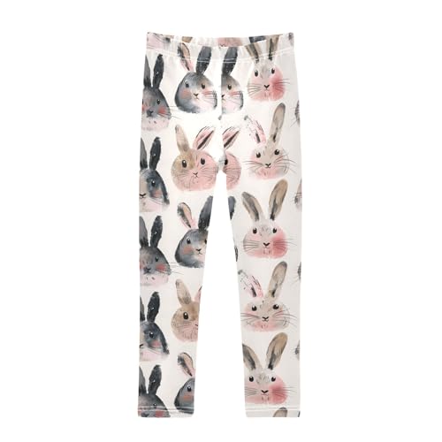 Cute Bunnies Faces 1 Girls Leggings Athletic Pants Tights Stretch Bottom