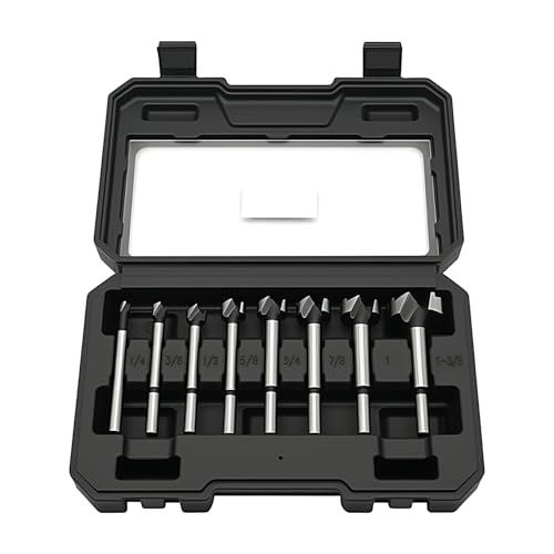 BeHappy Hex Shank Forstner Bit Set 8pcs Multi Sided Shank Wood Drill bit Set for Woodworking Auger Opener Round Shank Drilling Cutting Tool for Hardwood Softwood Plastic Plywood