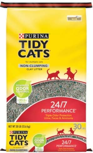 Purina Tidy Cats Non-Clumping Cat Litter 24/7 Performance for Multiple Cats 30 lb. Bag, 2 pack
