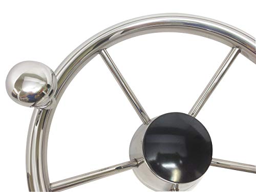 Pactrade Marine Destroyer 15 1/2" Steering Wheel Control Knob Black Cap 5 Spoke #TOP4