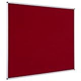 VIZ-PRO Notice Board Felt Burgundy, 36 X 24 Inches, Silver Aluminium Frame