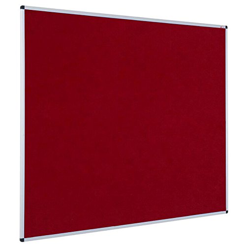 VIZ-PRO Notice Board Felt Burgundy, 36 X 24 Inches, Silver Aluminium Frame