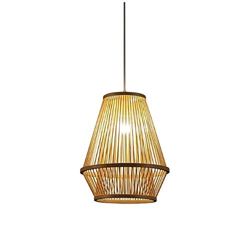 Lustre lanterne en osier tissé main style japonais E27 pour cuisine