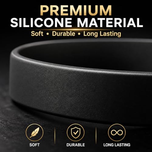 Image of Street27 10-Pack Blank Silicone Wristbands | Unisex Elastic Rubber Bracelets for Events, Sports & Parties Wear - Black