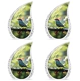 YASUBJAG Red-Capped Manakin Bird Urn, Small Urns for Human Ashes, Unique Urn, Teardrop Cremation Urn, Keepsake Urns, Funeral Urns for Women, Memorial Gifts, 3 Inch Burial Urns for Ashes, Pack of 4
