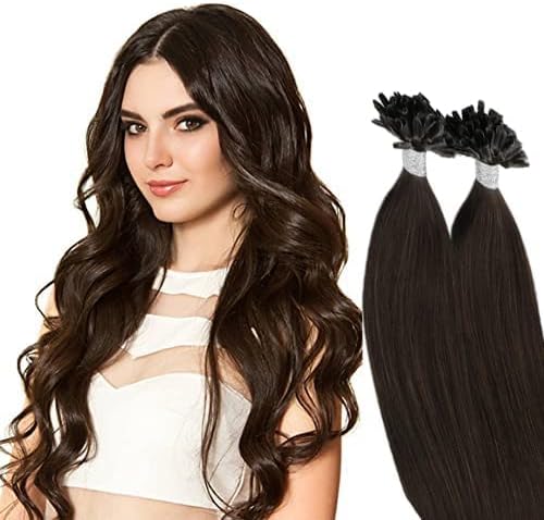 BELLA HARARO U-Tip Nail Tip (100 Strands) Natural Brown Double Drawn Fusion Permanent Human Hair Extension (20")