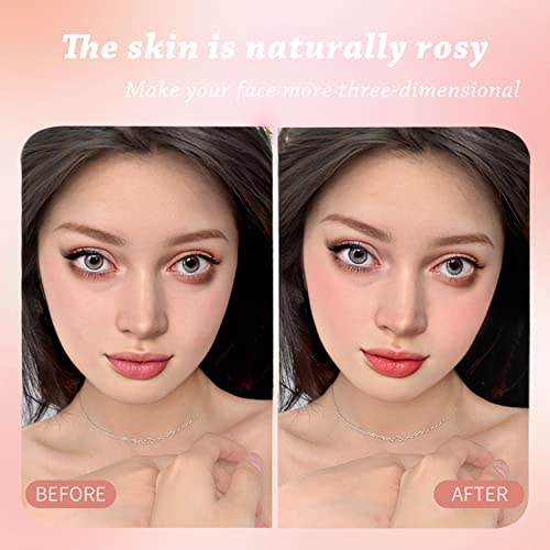 Loose Powder Blush Air Cushion Blush, Natural Blusher Face Blush Blush Cushion With Puff For Cheek, Soft Blusher Face Powder For Cheeks, Silky Smooth & High Pigmented, Easy To Blend & Carry (01# Coral Red) #TOP3