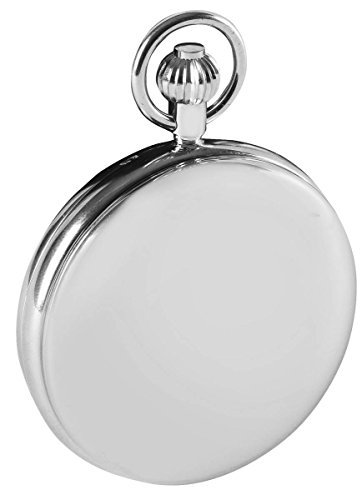 Woodford Mens Chrome Plated Twin Time Zone Double Full Hunter Skeleton Mechanical Pocket Watch - Silver