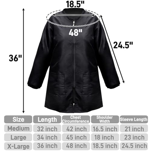 Waterproof Pet Grooming Smock, Long Sleeves Dog Grooming Workwear, Anti-Static Baber Uniform with Full Zipper & Pocket2
