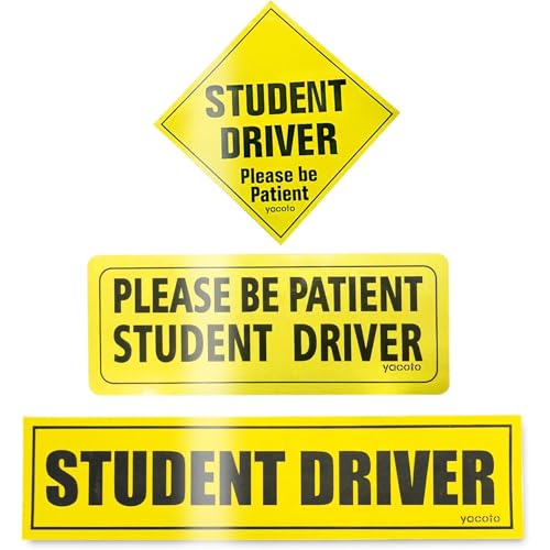 Set of 3 Reflective Student Driver Magnets for Car - Safety Vehicle Bumper Sticker for New Drivers