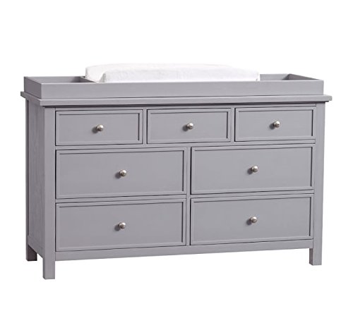 Image of APRODZ Wooden Sideboard Cabinet for Hallway Living Room 7 Drawer Organiser for Bedroom Multipurpose Furniture Home Kitchen Drawing Room Lounge with Top Storage & Mattress (Included) (Grey)
