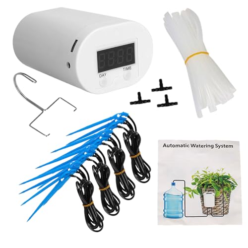 自動散水プラント - 鉢植え植物の屋内ドリップ灌漑システム|デジタルタイマーを備えたスマートオートウォーターキット、ハウスプラント、パティオ、バルコニーガーデン用のプログラム可能なコントローラー