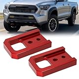 Front Tow Hooks for Tacoma 2024-2026, 4Runner 2025-2026 & Land Cruiser LC250 2024-2025, Aerospace-Grade T6061 Aluminum Recovery Points, Red Anodized Finish, Direct Bolt-On Replacement 2PCS